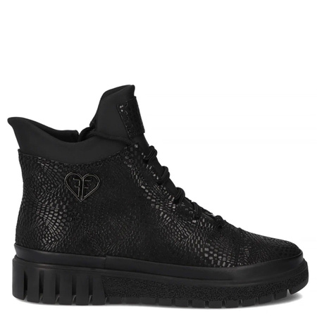 Filippo Leather Insulated Women’s Ankle Boots With Zip And Laces Black DBT7302-25-BK