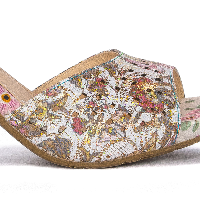 Laura Vita Women's Leather Sandals On Heel Nino 01 Beige