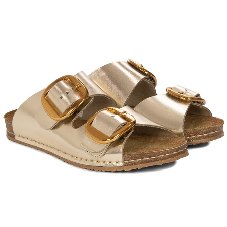 Maciejka Women's Leather Flip-Flops Gold