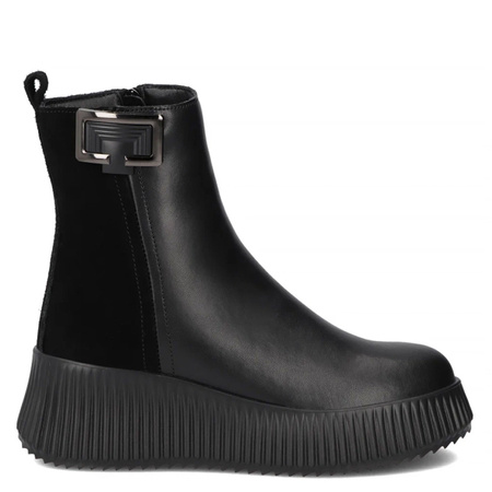 Filippo Leather Insulated Ankle Boots On Platform Black DBT7268-25-BK