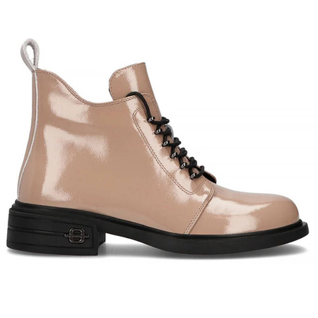 Filippo Beige Pattented Leather Women's Boots