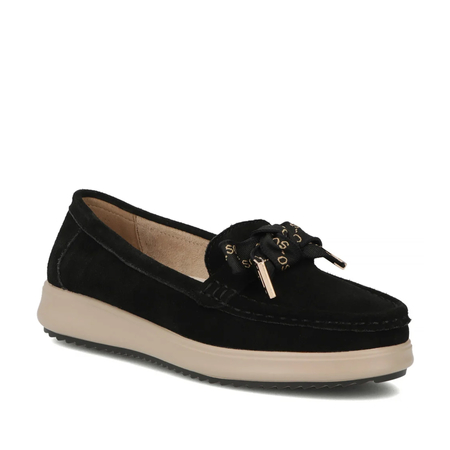 Filippo Leather Women's Loafers Slip-On Platform Black DP6457-26-BK-SU