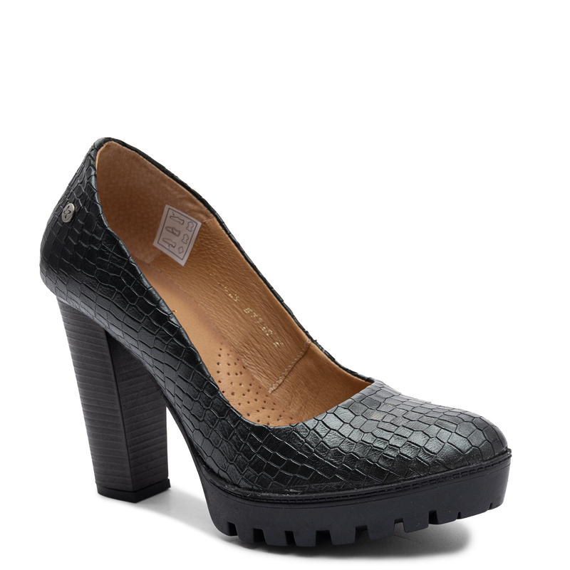 Maciejka Leather Pumps Block Heel Platform Green 2629W-02/00-1