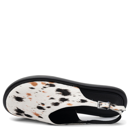 Maciejka Leather Low Shoes Animal Print Open Heel Beige Black K7513-22/00-1