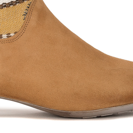Maciejka Suede Ankle Boots Ethnic Knit Cuff Brown 05986-29/00-5