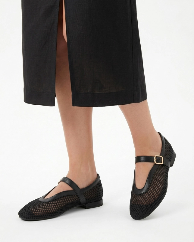 Maciejka Leather Mary Jane Strap Ballerinas Classic Flats Black 06939-01/00-0