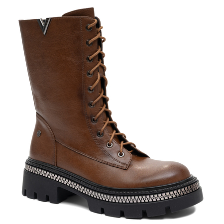 Maciejka Leather Lace-Up Ankle Boots On Platform Brown K7733-29/00-7