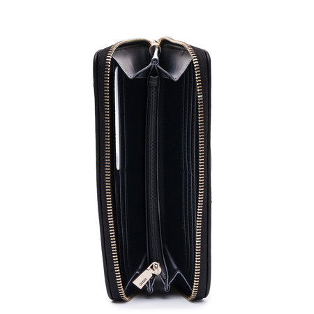 Guess Elegancki Zapinany Na Zamek Portfel Damski Z Paskiem Czarny SWPD2222146-BLACK