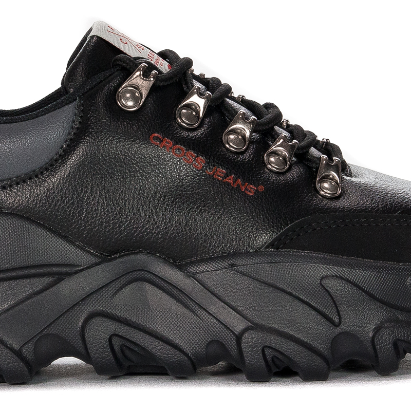 Cross Jeans Sneakersy damskie na platformie Black czarne