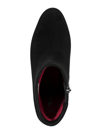 Tamaris Skórzane Zamszowe Botki Damskie Na Słupku Czarne 1-25341-45-004