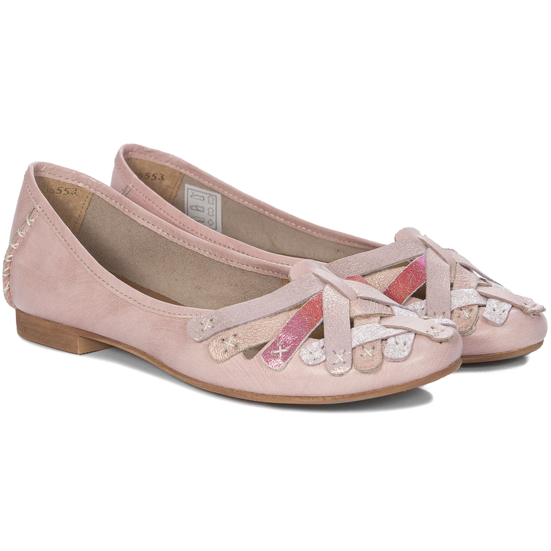 Maciejka Leather Interlaced Ballet Flats Flat Heel 1 cm Pink 01358-51/00-0