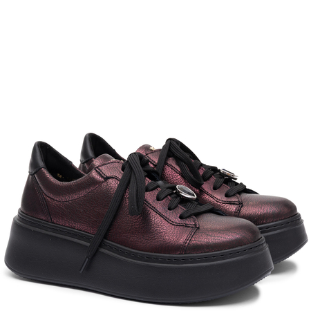 Maciejka Damskie Skórzane Sneakersy Na Platformie Bordowe 6191W-23/00-8