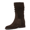 Maciejka Suede Leather Hidden Wedge Ankle Boots Slouchy Shaft Brown K7211-02/00-8