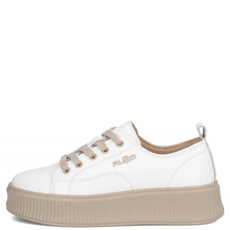 Filippo Sneakersy Damskie Skórzane Sznurowane Na Ryflowanej Platformie Białe Z Beżem DP6122-26-WH-BE