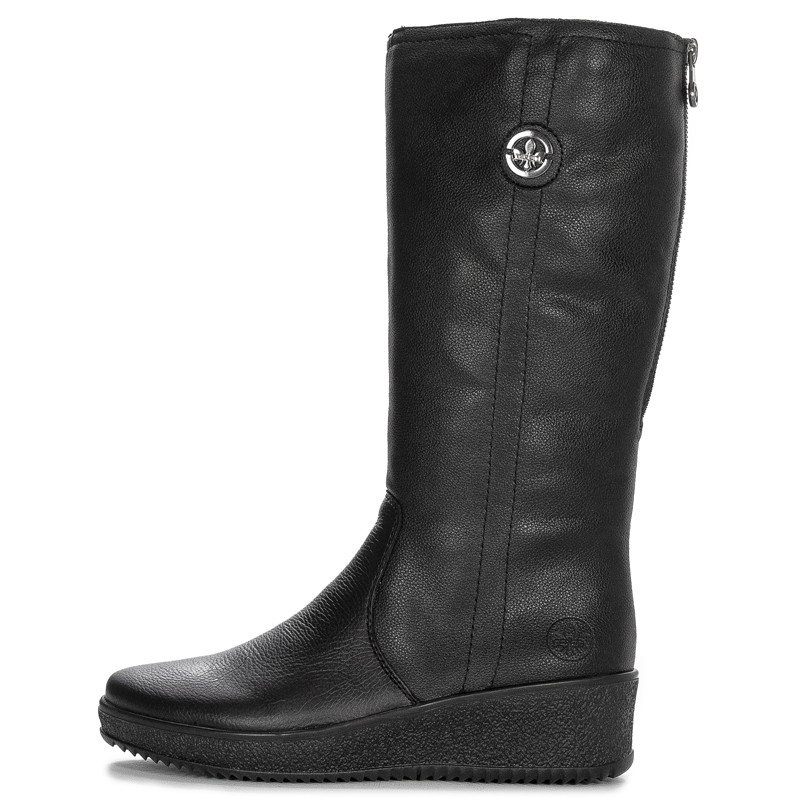 Rieker Women's Comfort Wedge Knee-High Boots Black Y4470-01