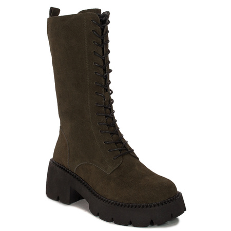 T.Sokolski Khaki Leather Women's Boots