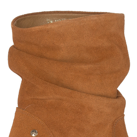 Maciejka Slouch Suede Ankle Boots Block Heel Cognac Brown 06005-29/00-6