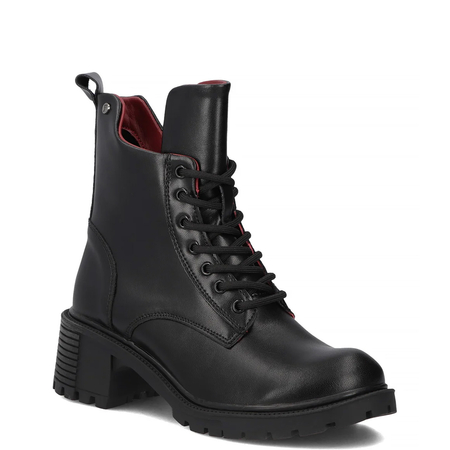 Filippo Women's Insulated Leather Ankle Boots with Block Heel Black DBT6501-26-BK
