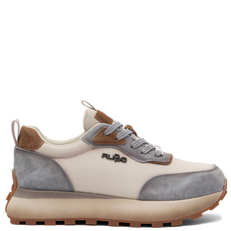 Filippo Leather Contrast Sneakers Platform Lace-Up Shoes Beige-Blue DP7754-26-BE-BL