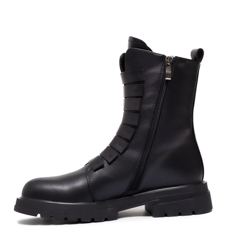 T. Sokolski Skórzane Botki Na Platformie Czarne AN-Z25-194-BLK