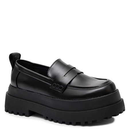 Buffalo Aspha Loafer Półbuty na Grubej Platformie Czarne 1624086-BLK