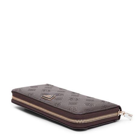 Guess Elegancki Zapinany Na Zamek Portfel Damski Z Paskiem Brązowy SWPD2222146-BROWN