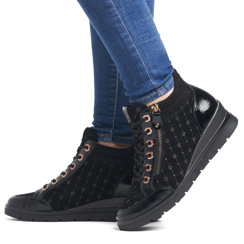 Remonte Women's Warmed Leather Half Boots Black Combination