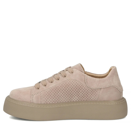 Filippo Skórzane Sneakersy Damskie Perforowane Na Platformie Beżowe DP7502-26-TP
