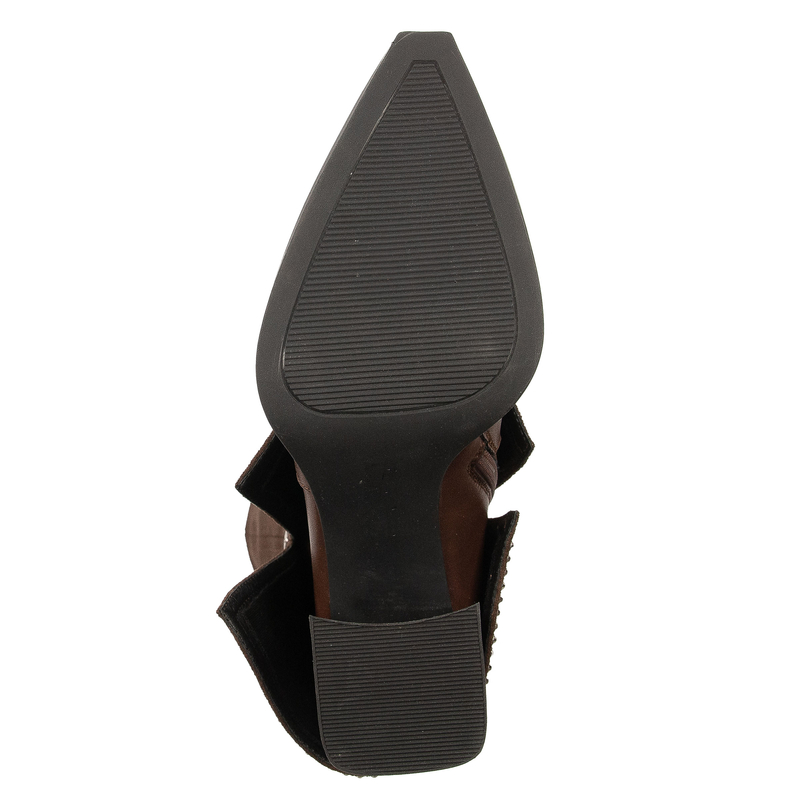 Maciejka Leather Heeled Ankle Boots Suede Cuff Block Heel Brown K7206-02/00-8