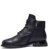 Sokolski Leather Lace-Up Ankle Boots Warm Lined Black HW-Z25-125-BLK