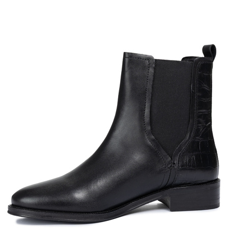 Maciejka Leather Chelsea Ankle Boots Croc-Embossed Heel Black H7173-01/00-7