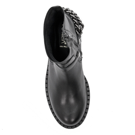 Botki damskie Venezia Forme 14124L Nappa Nero skórzane Czarne
