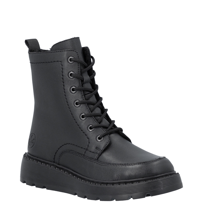 Rieker Warm Lace-Up Ankle Boots With Zipper Black 70410-00-BLK