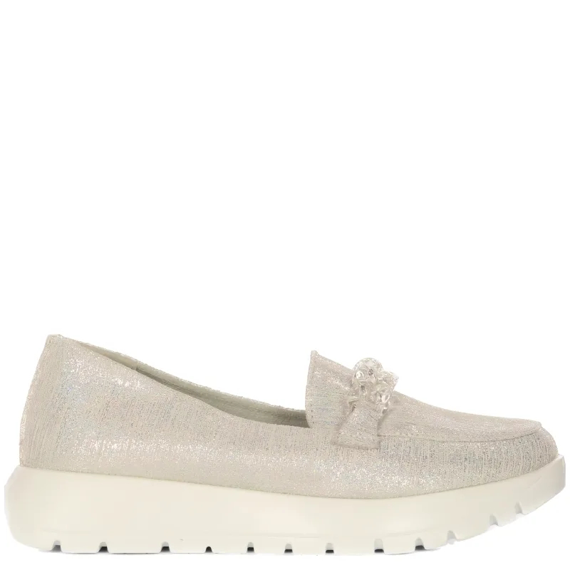 Filippo Women's Moccasins Leather Silver