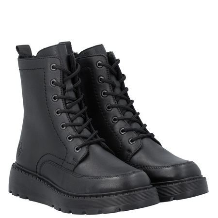 Rieker Warm Lace-Up Ankle Boots With Zipper Black 70410-00-BLK