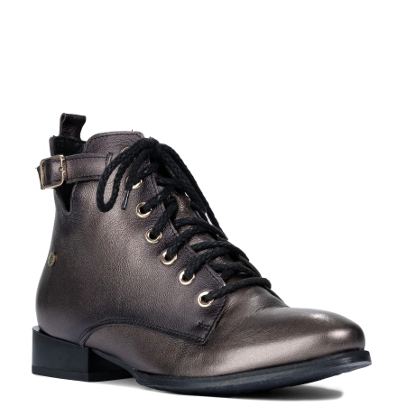 Maciejka Striking Leather Ankle Boots Metallic Bronze with Decorative Buckle 07128-02-00-8