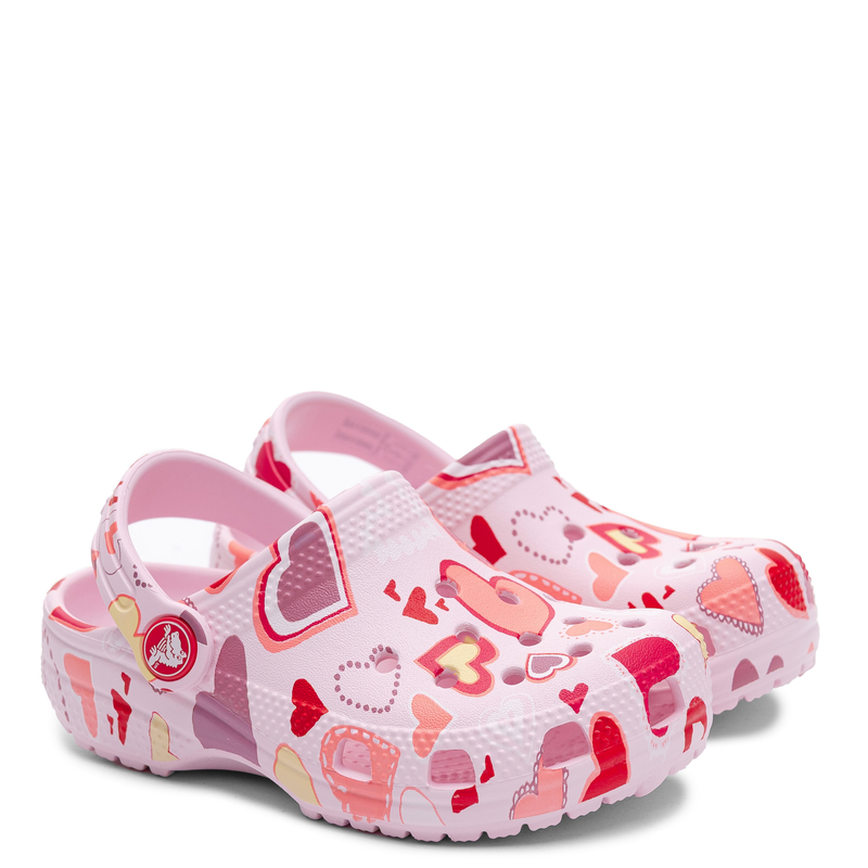 Crocs Classic Heart Print Clog Dziewczęce Klapki Różowe 209754-7CI