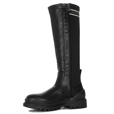 U.S.Polo Assn. Kozaki damskie z elastyczną cholewką do kolan Black czarne