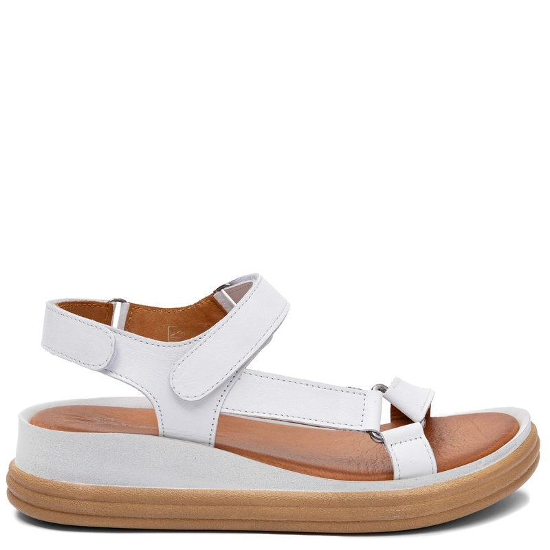 Maciejka Comfortable Leather Wedge Sandals Platform White L7634-11/00-1