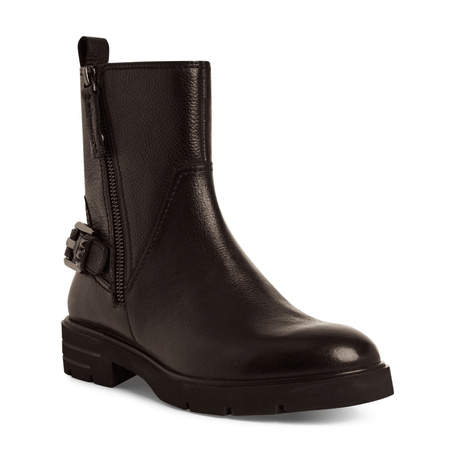 TamariTamaris Leather Flat Ankle Boots With Zipper Boots Buckle Detail Black 1-25421-45-001