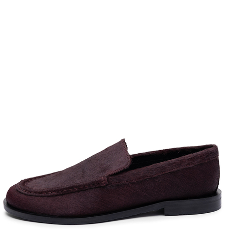 Gioseppo Women's Leather Slip-On Shoes Burgundy With Hair 80770-BURGUNDY