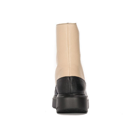Wonders Botki Damskie Skórzane Na Platformie Wild Negro Cream