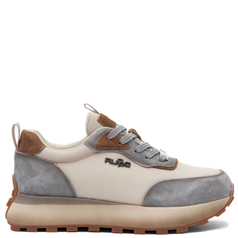 Filippo Skórzane Sneakersy Kontrastowe Półbuty na Platformie Beżowo-Niebieskie DP7754-26-BE-BL