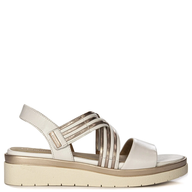 Tamaris Women's White Rosegold Sandals