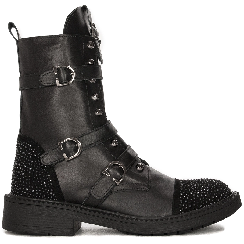 Botki Venezia Black skórzane Czarne