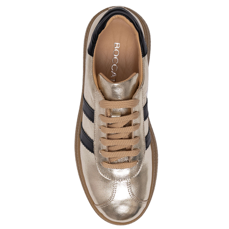 Boccato Skórzane Półbuty Sneakersy na Platformie Złote 050-71317-GOLD