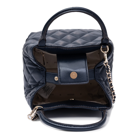 Guess Elegancka Pikowana Torebka Kuferek Wizytowa Granatowa HWQG2456710-MIDNIGHT