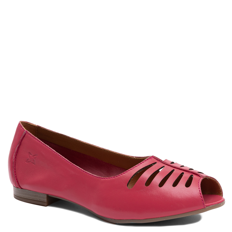 Maciejka Leather Peep-Toe Ballerinas With Cutout Detailing Pink P7541-15/00-1