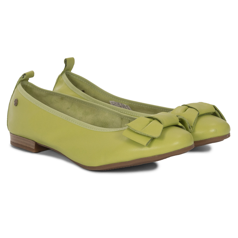 Maciejka Leather Ballerinas With Bow Green P6802-09-00-0