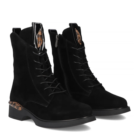 Filippo Suede Lace-Up Ankle Boots Insulated Black DBT7221-25-BK